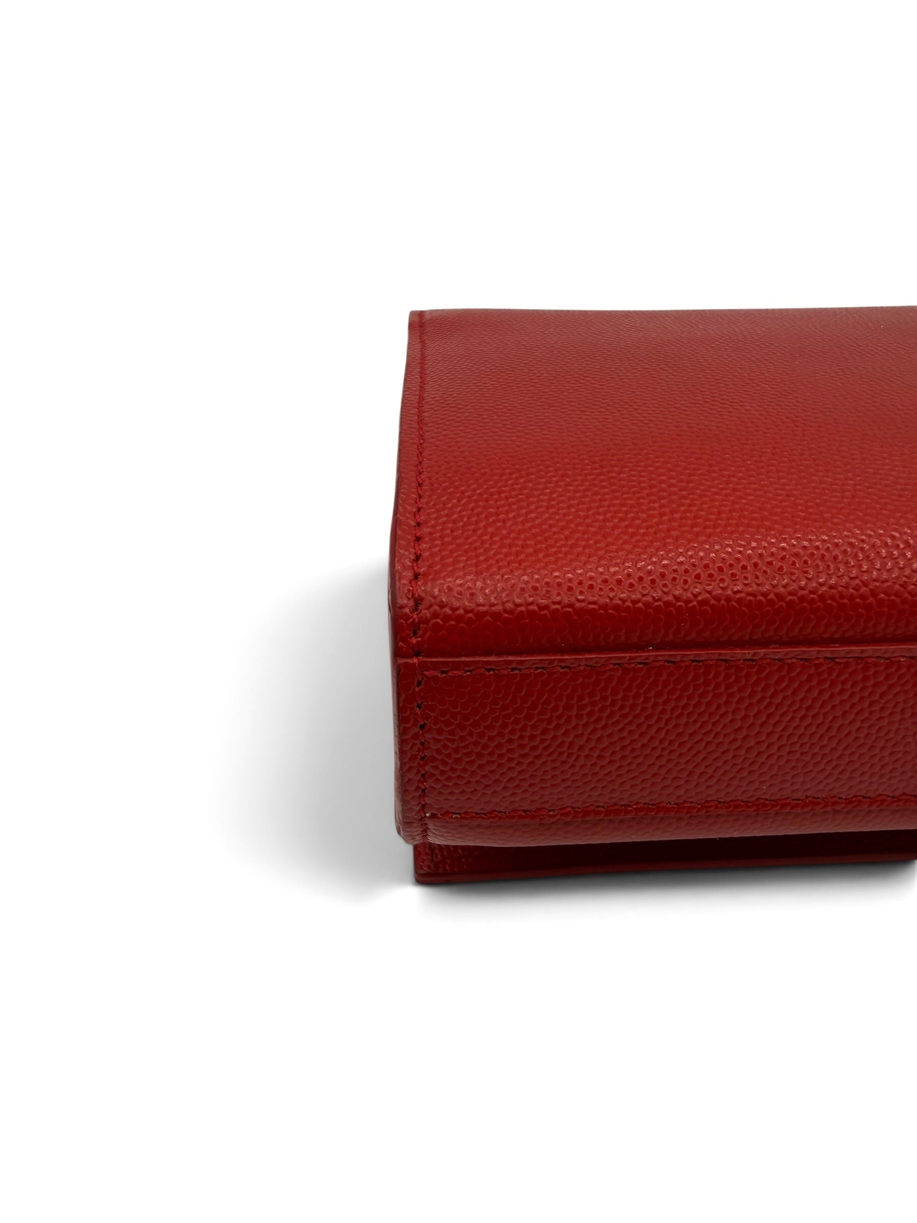 Yves Saint Laurent Classic Monogram Cassandre Red Leather Clutch