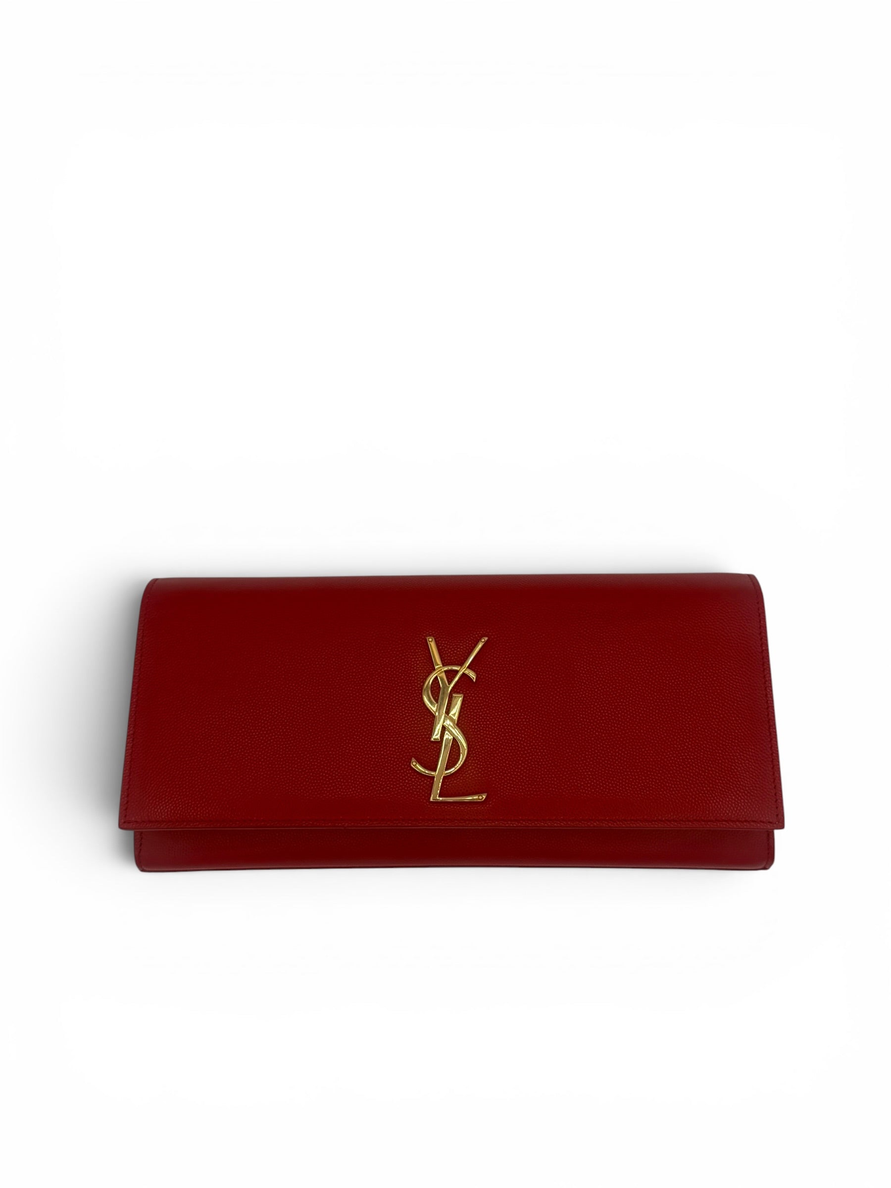 Yves Saint Laurent Classic Monogram Cassandre Red Leather Clutch