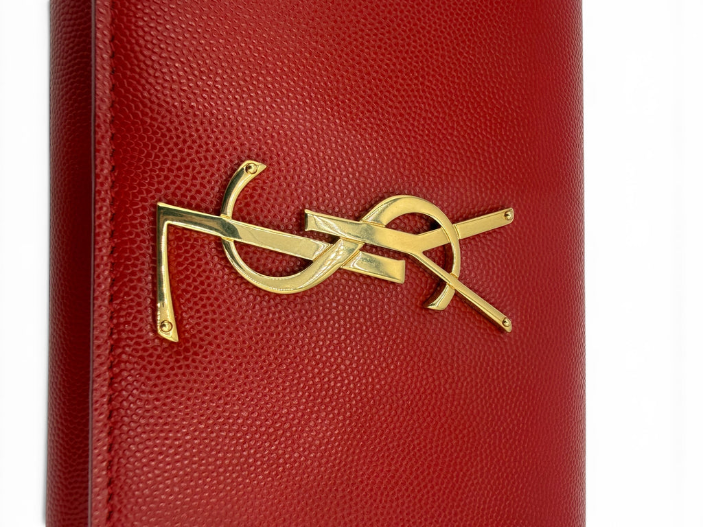 Yves Saint Laurent Classic Monogram Cassandre Red Leather Clutch
