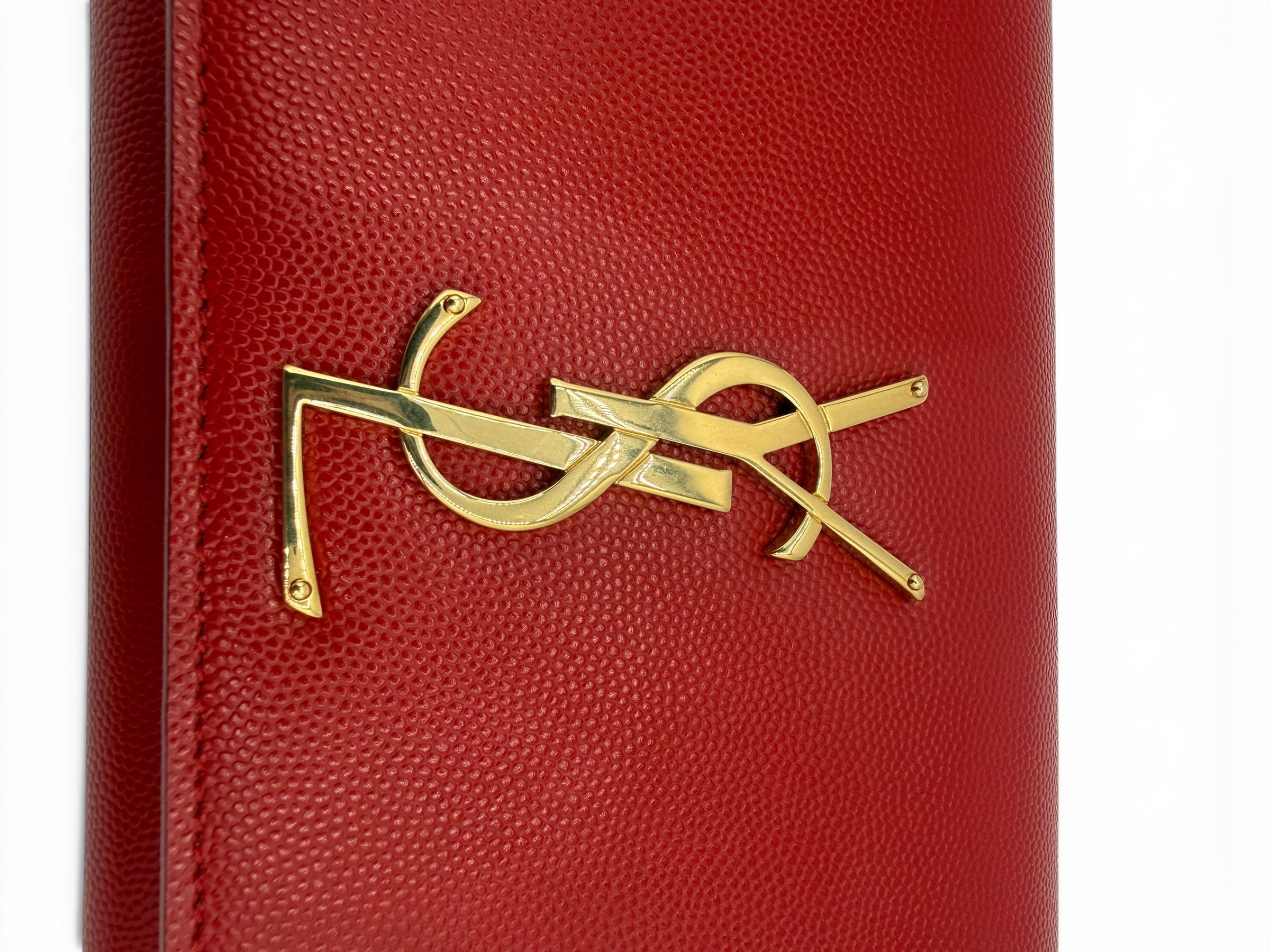 Yves Saint Laurent Classic Monogram Cassandre Red Leather Clutch
