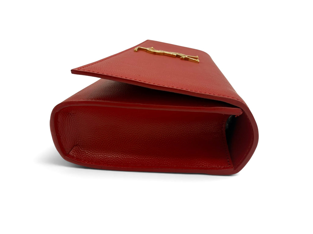 Yves Saint Laurent Classic Monogram Cassandre Red Leather Clutch