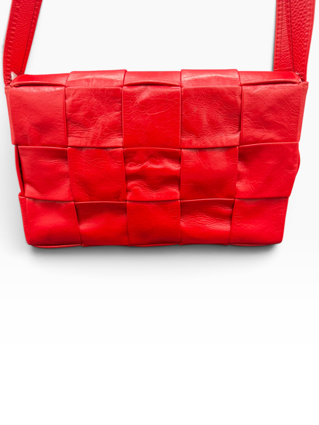 Bottega Veneta Red Intrecciato Leather Cassette Crossbody Bag