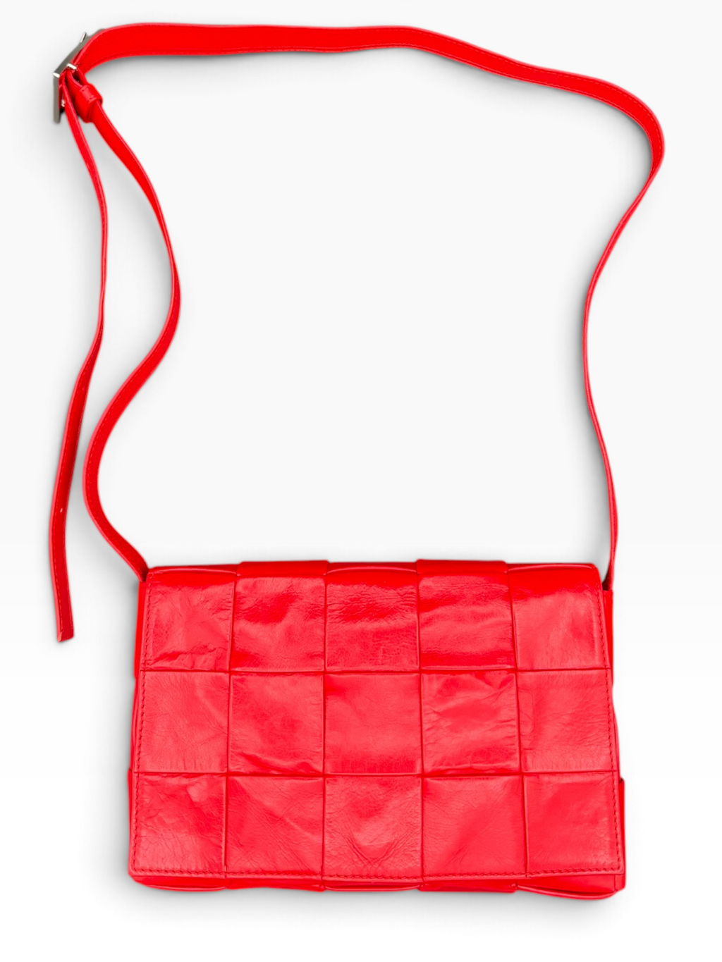 Bottega Veneta Red Intrecciato Leather Cassette Crossbody Bag