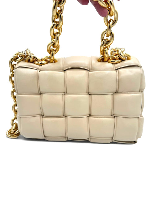Bottega Veneta Chain Cassette Bag Chalk Lambskin with Gold Chain