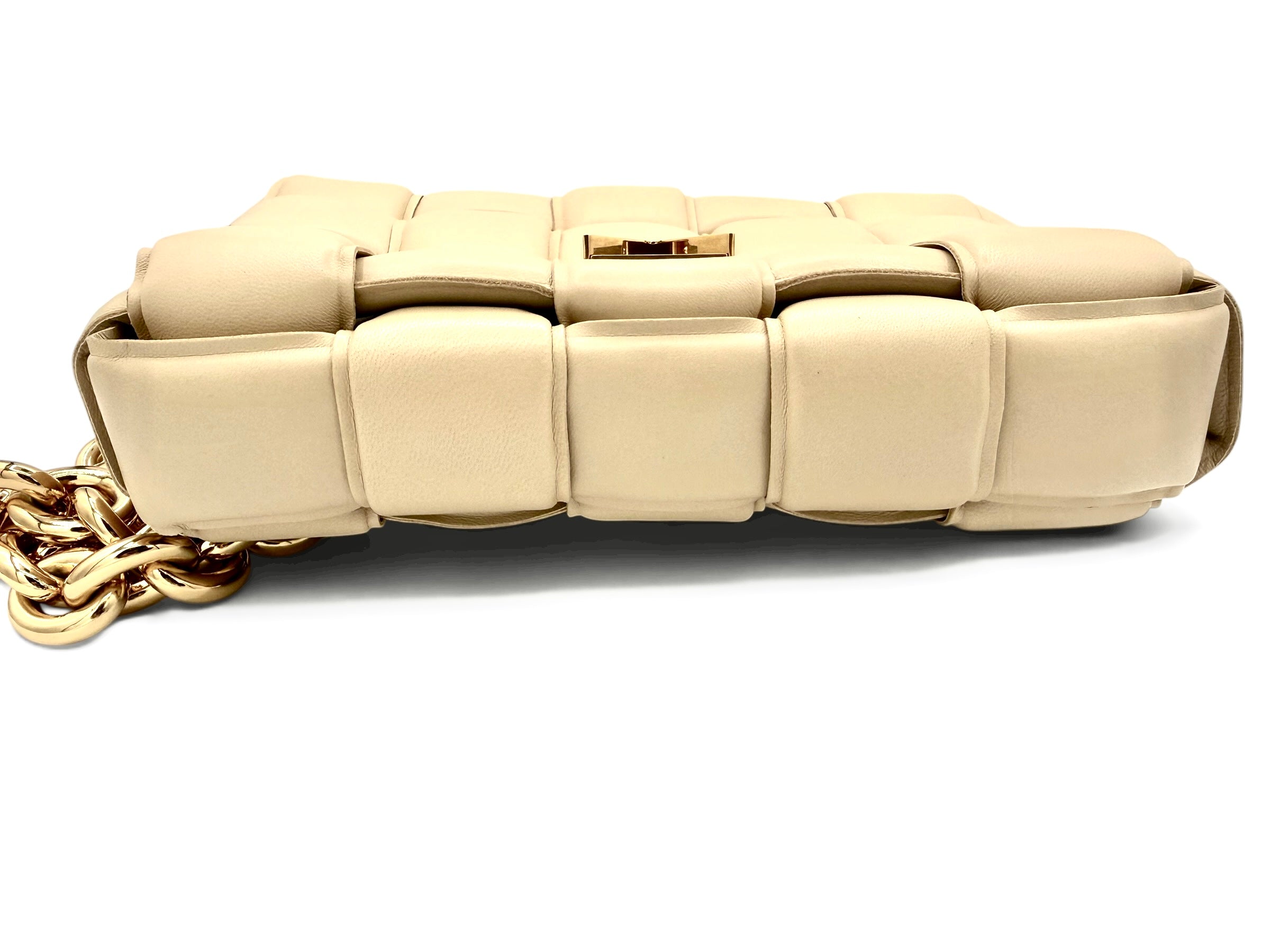 Bottega Veneta Chain Cassette Bag Chalk Lambskin with Gold Chain
