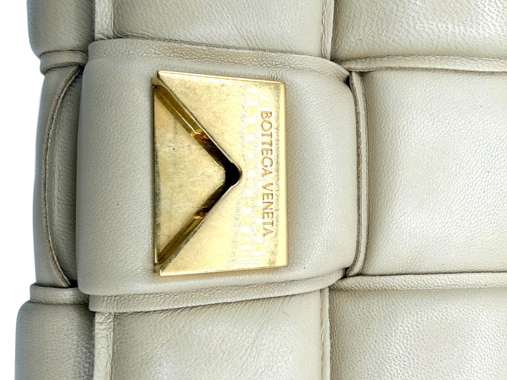 Bottega Veneta Chain Cassette Bag Chalk Lambskin with Gold Chain