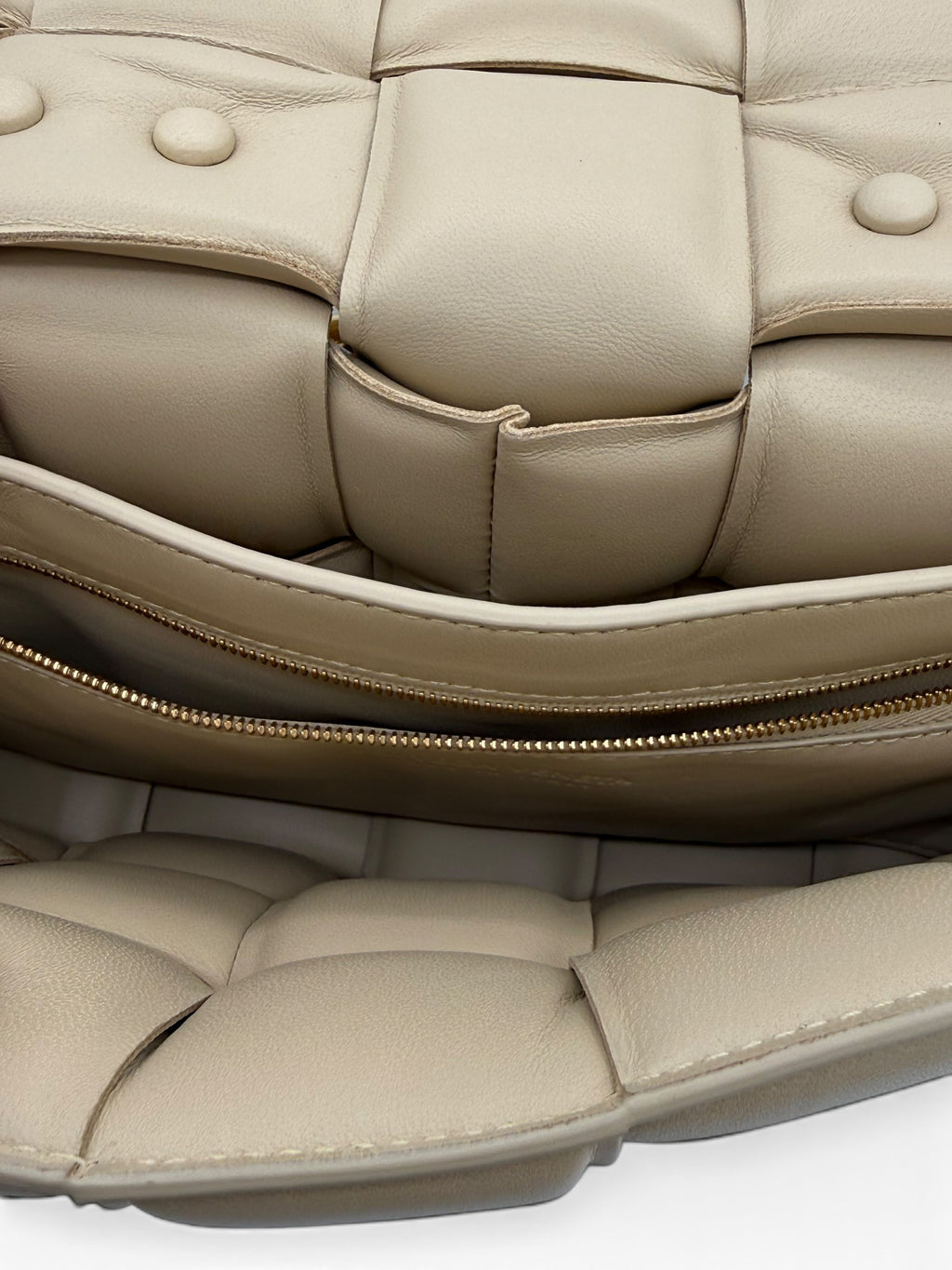 Bottega Veneta Chain Cassette Bag Chalk Lambskin with Gold Chain