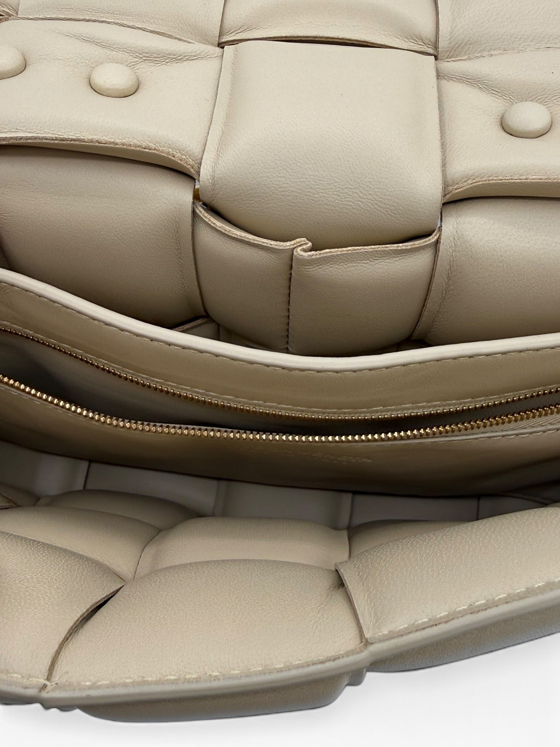 Bottega Veneta Chain Cassette Bag Chalk Lambskin with Gold Chain