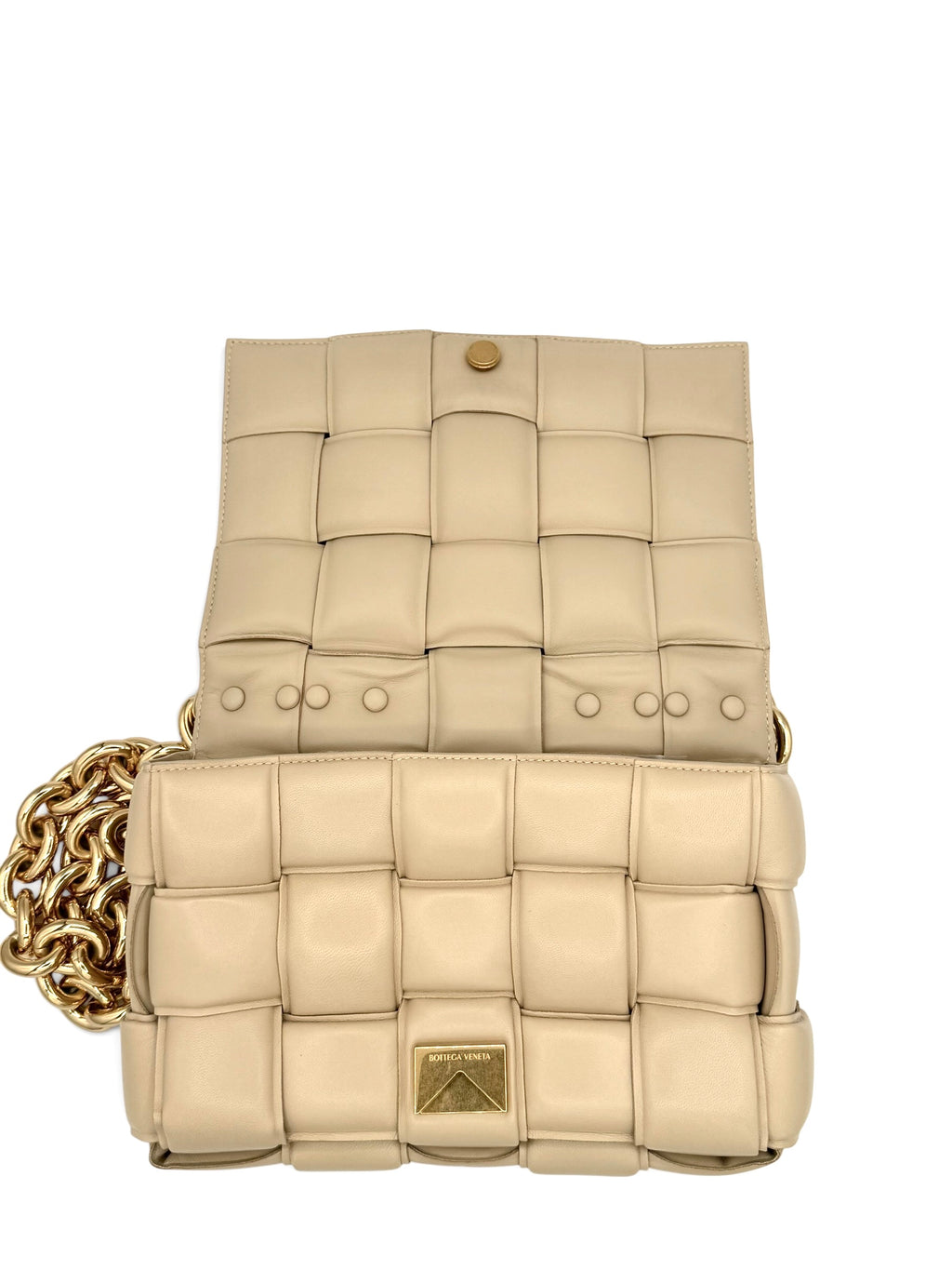 Bottega Veneta Chain Cassette Bag Chalk Lambskin with Gold Chain