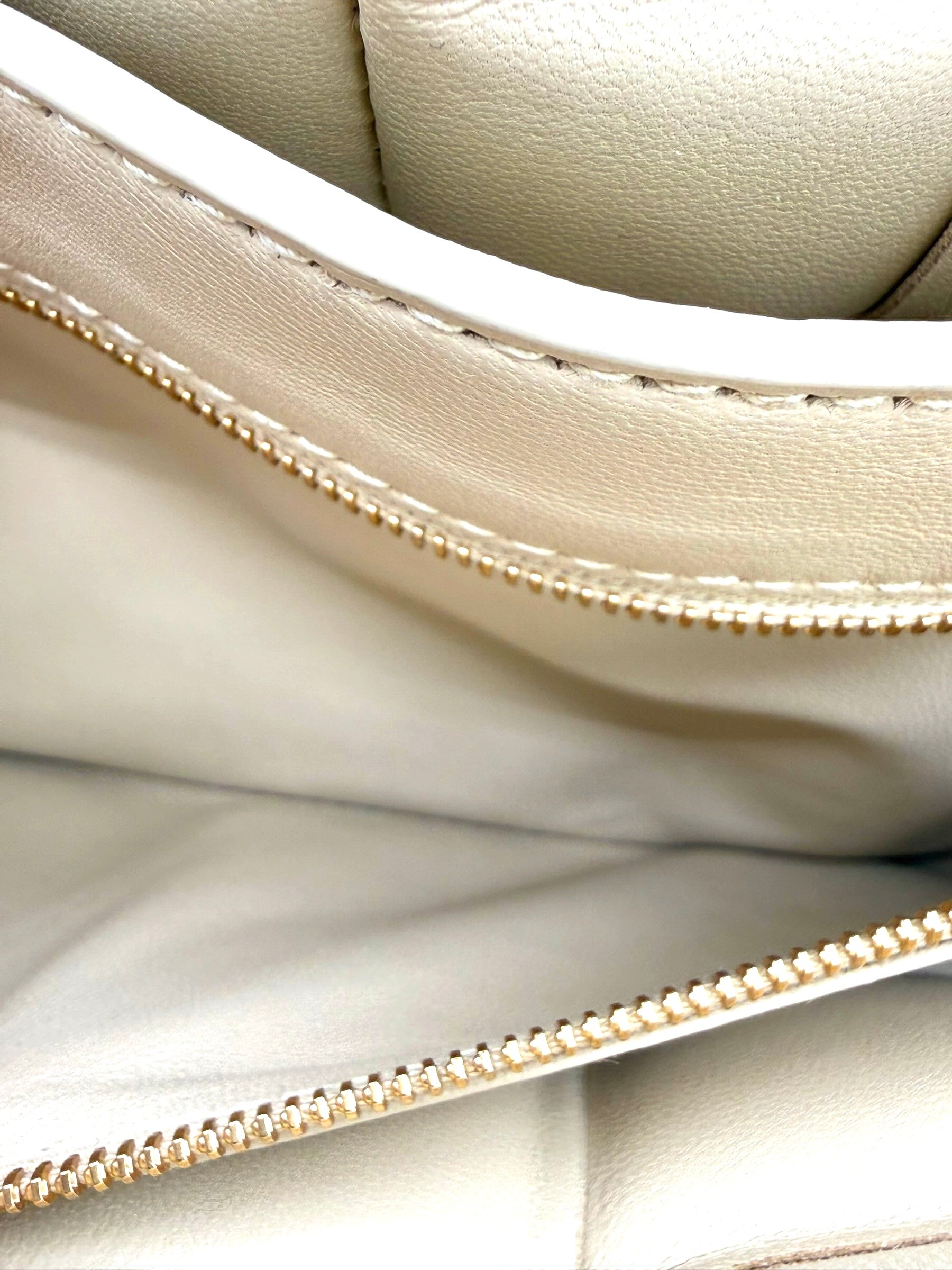 Bottega Veneta Chain Cassette Bag Chalk Lambskin with Gold Chain