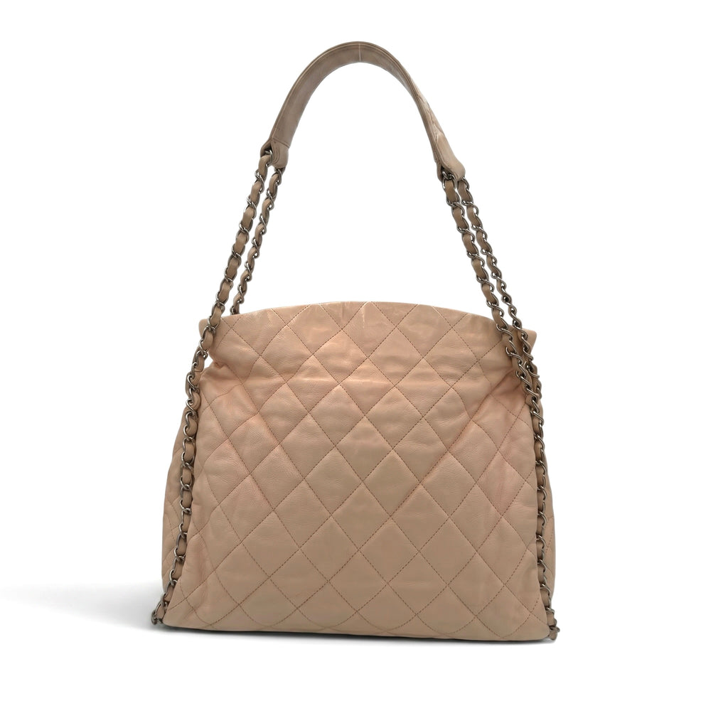 Chanel Chain Me Hobo Shoulder Bag Beige Clair Quilted Lambskin Leather