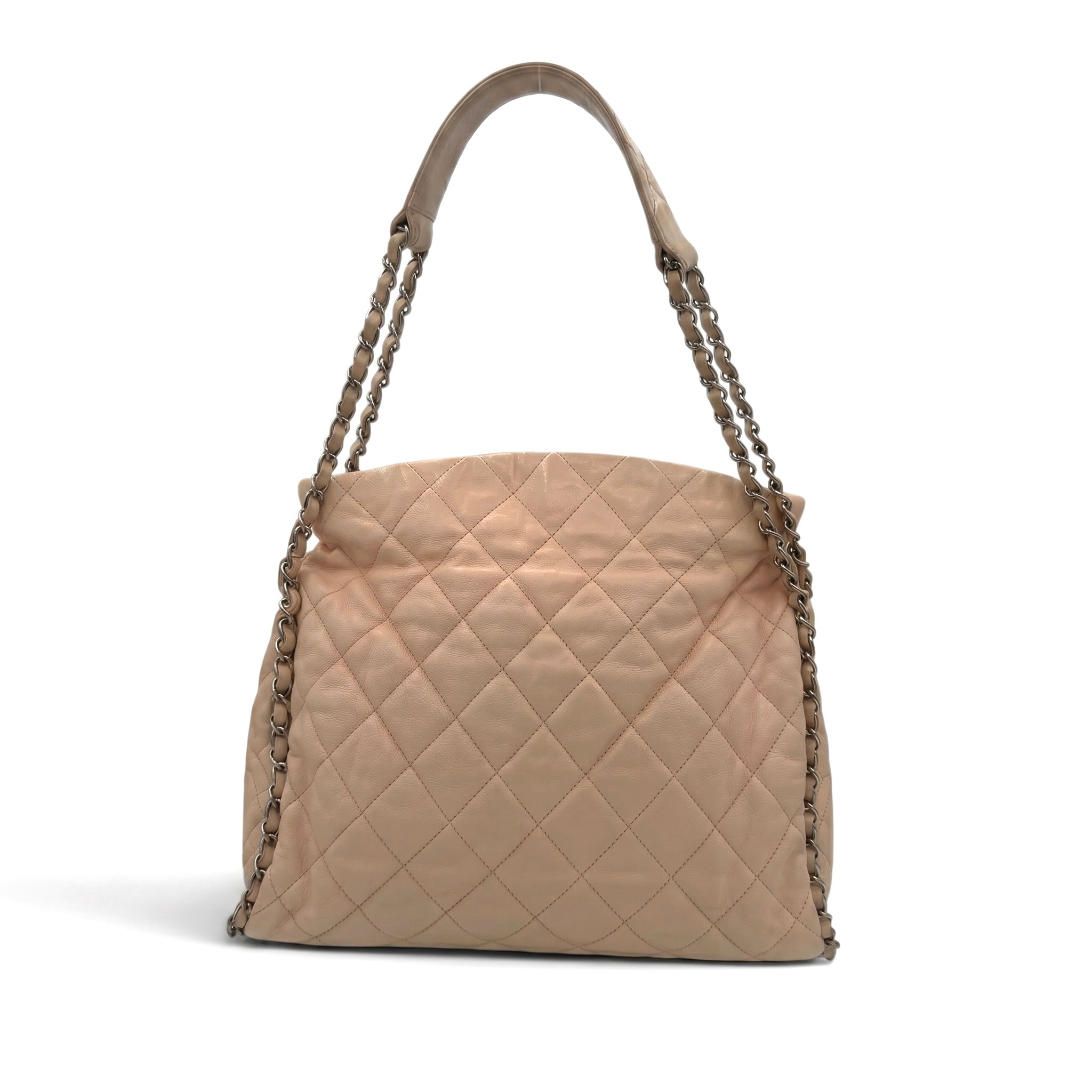 Chanel Chain Me Hobo Shoulder Bag Beige Clair Quilted Lambskin Leather