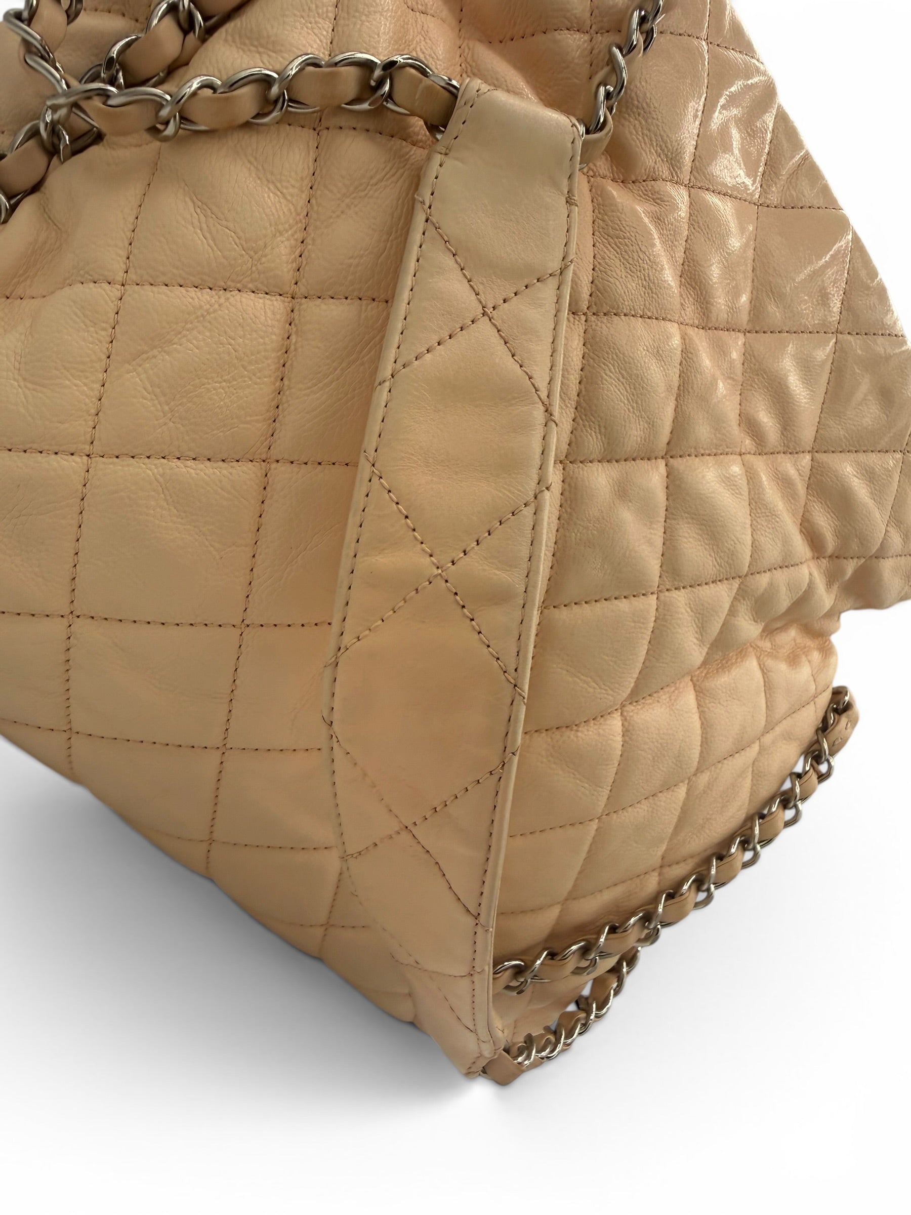 Chanel Chain Me Hobo Shoulder Bag Beige Clair Quilted Lambskin Leather