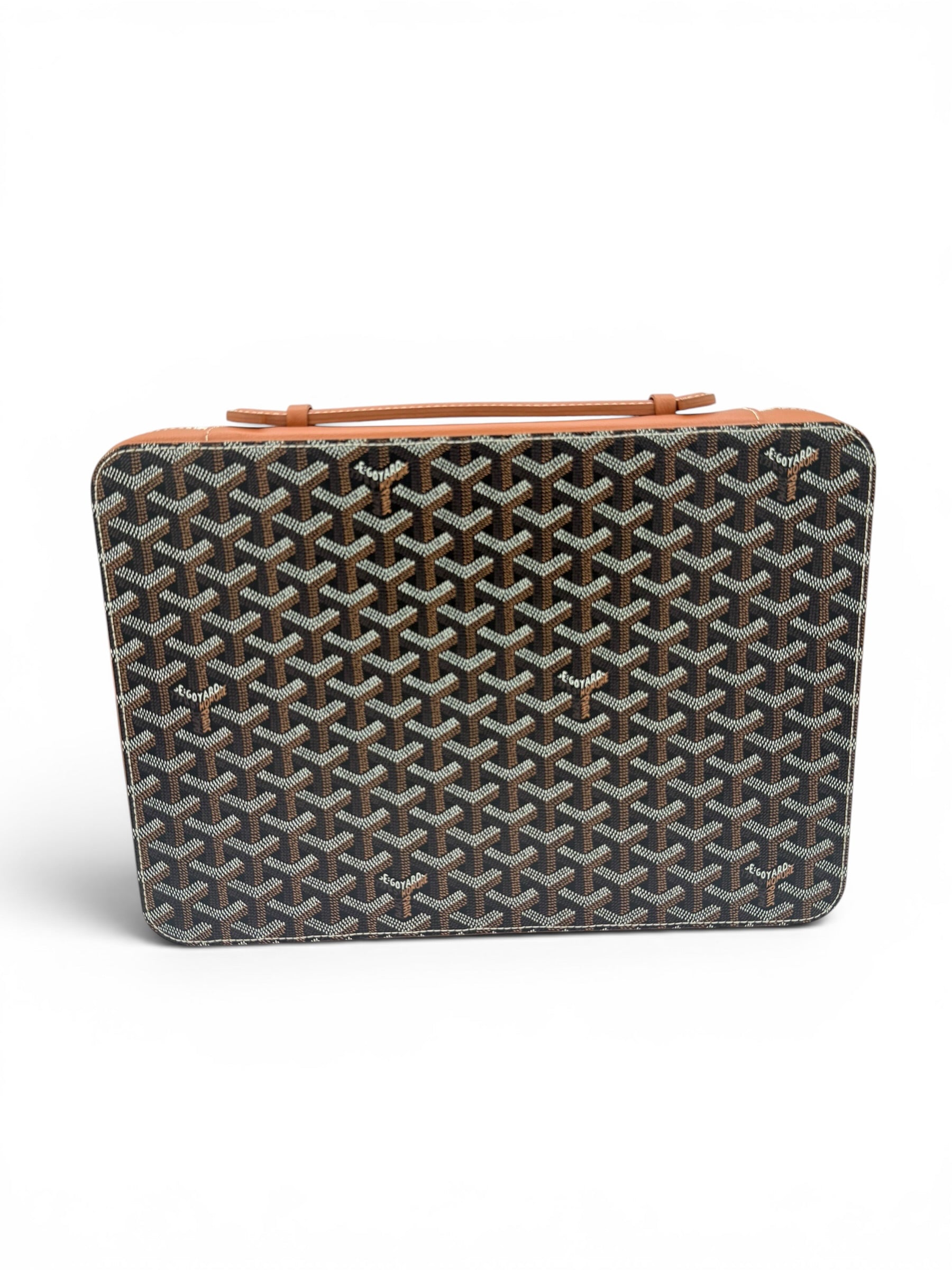 Goyard Compagnon Universal A4 Zip Portfolio Case Black/Brown Full Set w/ Receipt