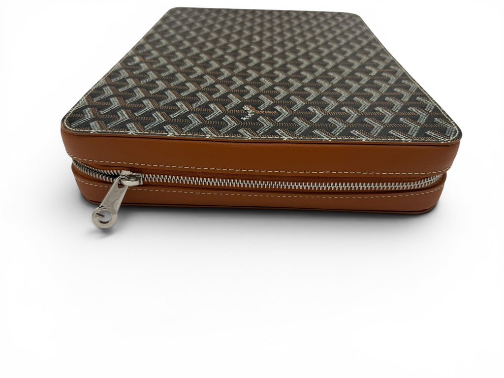 Goyard Compagnon Universal A4 Zip Portfolio Case Black/Brown Full Set w/ Receipt