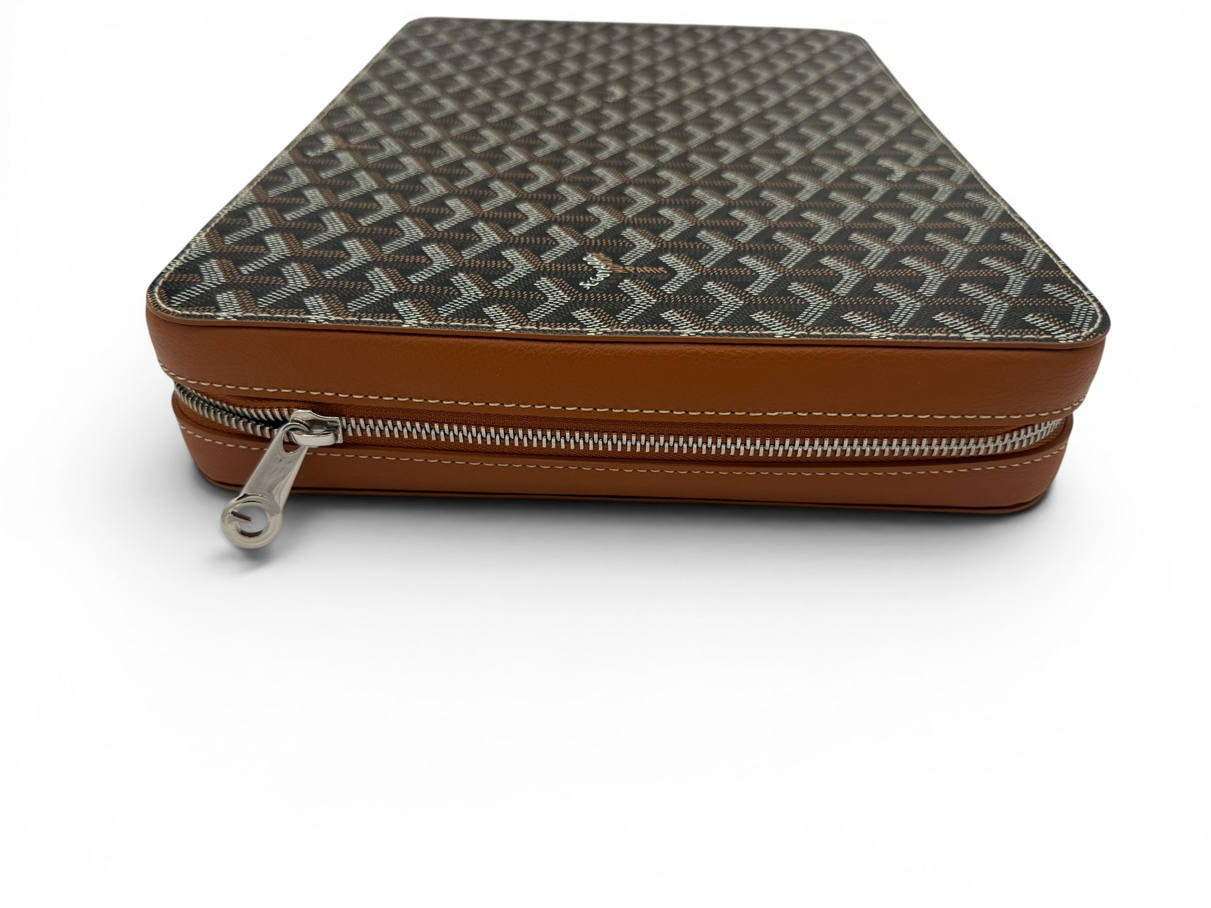 Goyard Compagnon Universal A4 Zip Portfolio Case Black/Brown Full Set w/ Receipt