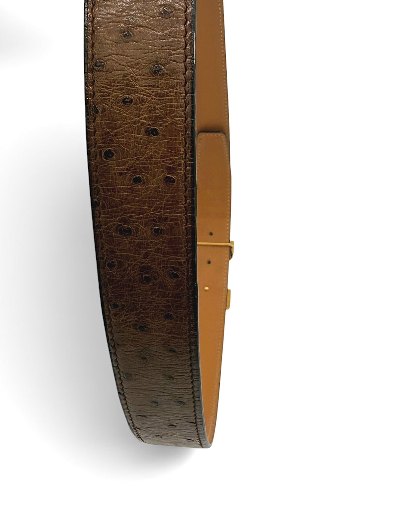 Hermès Vintage Constance H Buckle Brown Ostrich Leather Belt Size 90