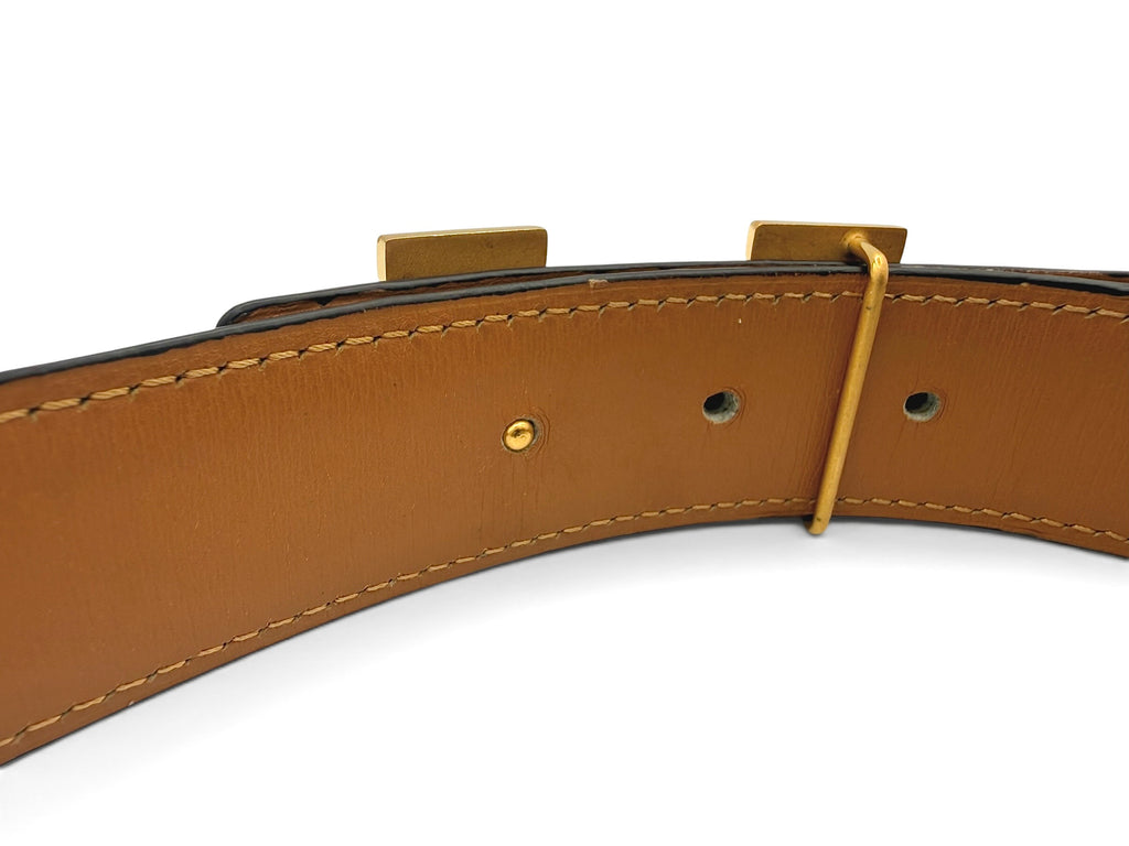 Hermès Vintage Constance H Buckle Brown Ostrich Leather Belt Size 90