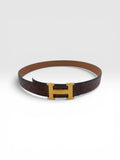 Hermès Vintage Constance H Buckle Brown Ostrich Leather Belt Size 90