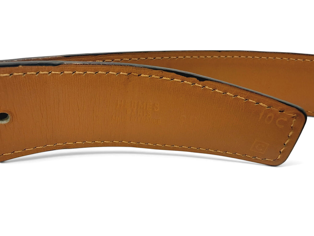 Hermès Vintage Constance H Buckle Brown Ostrich Leather Belt Size 90