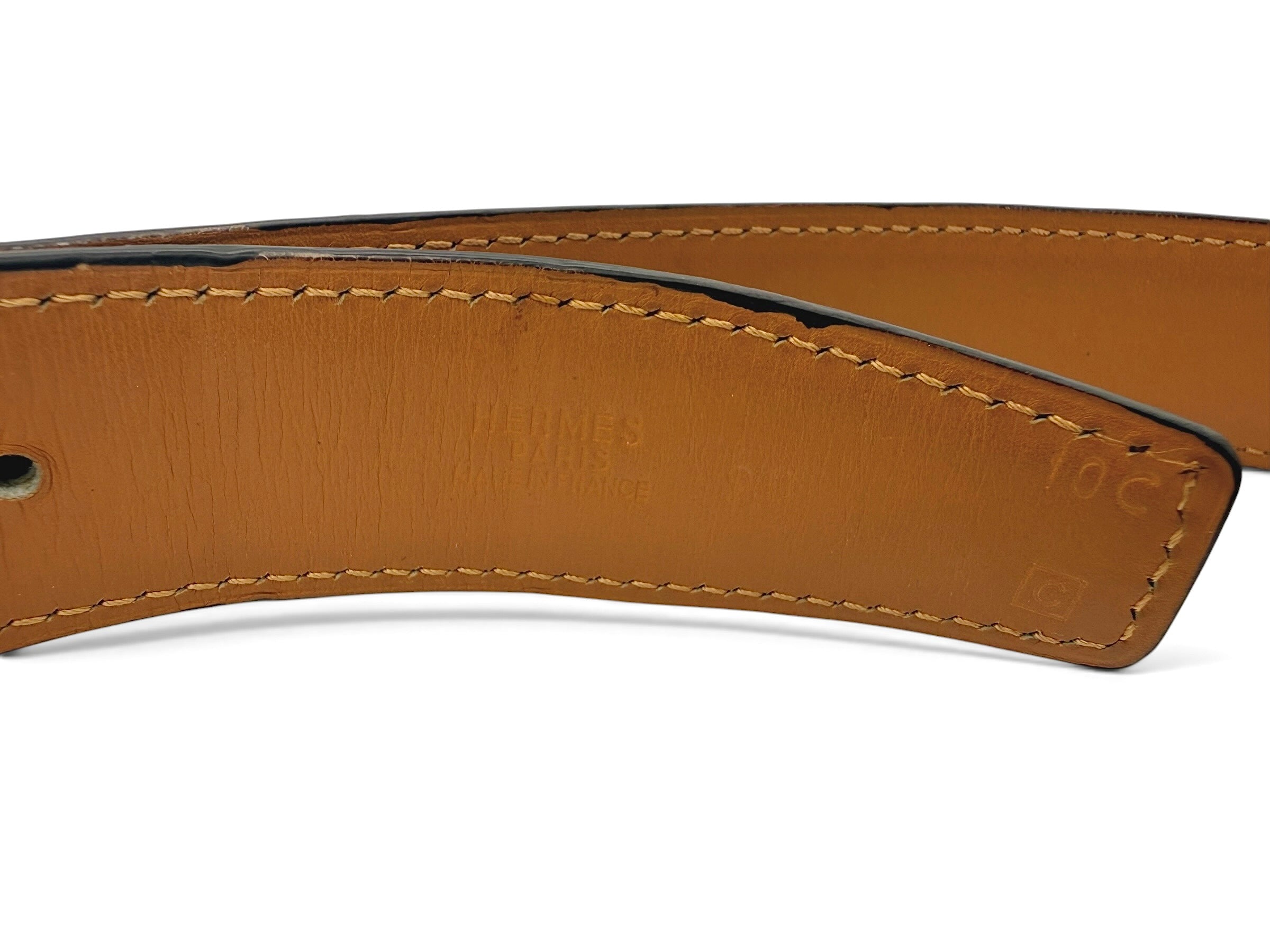 Hermès Vintage Constance H Buckle Brown Ostrich Leather Belt Size 90