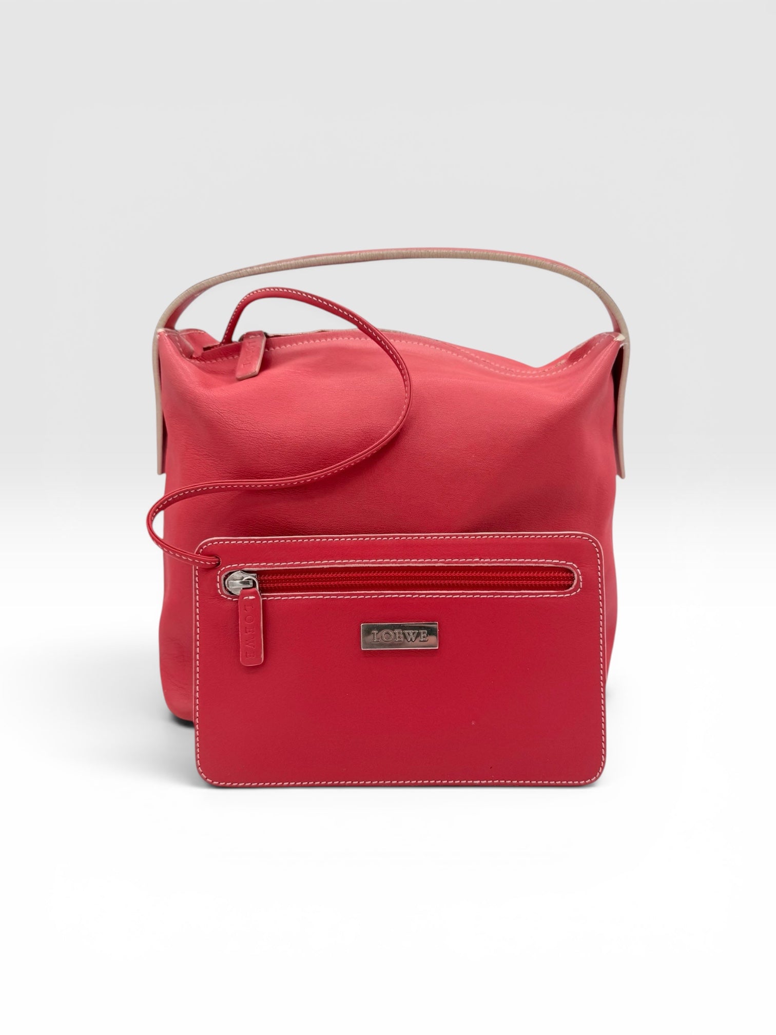 Loewe Coral Nappa Leather Shoulder Bag with Matching Zip Pouch