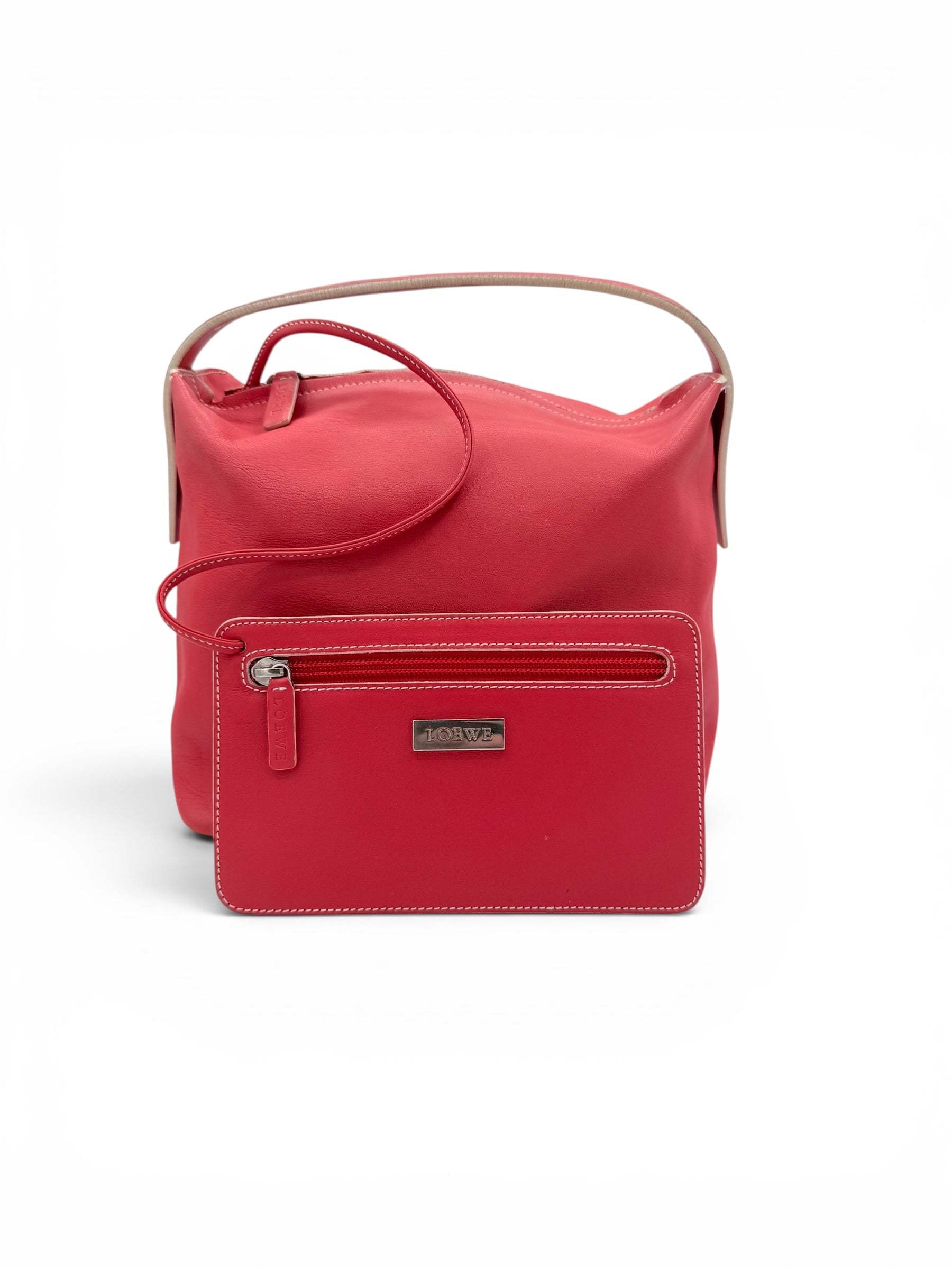 Loewe Coral Nappa Leather Shoulder Bag with Matching Zip Pouch