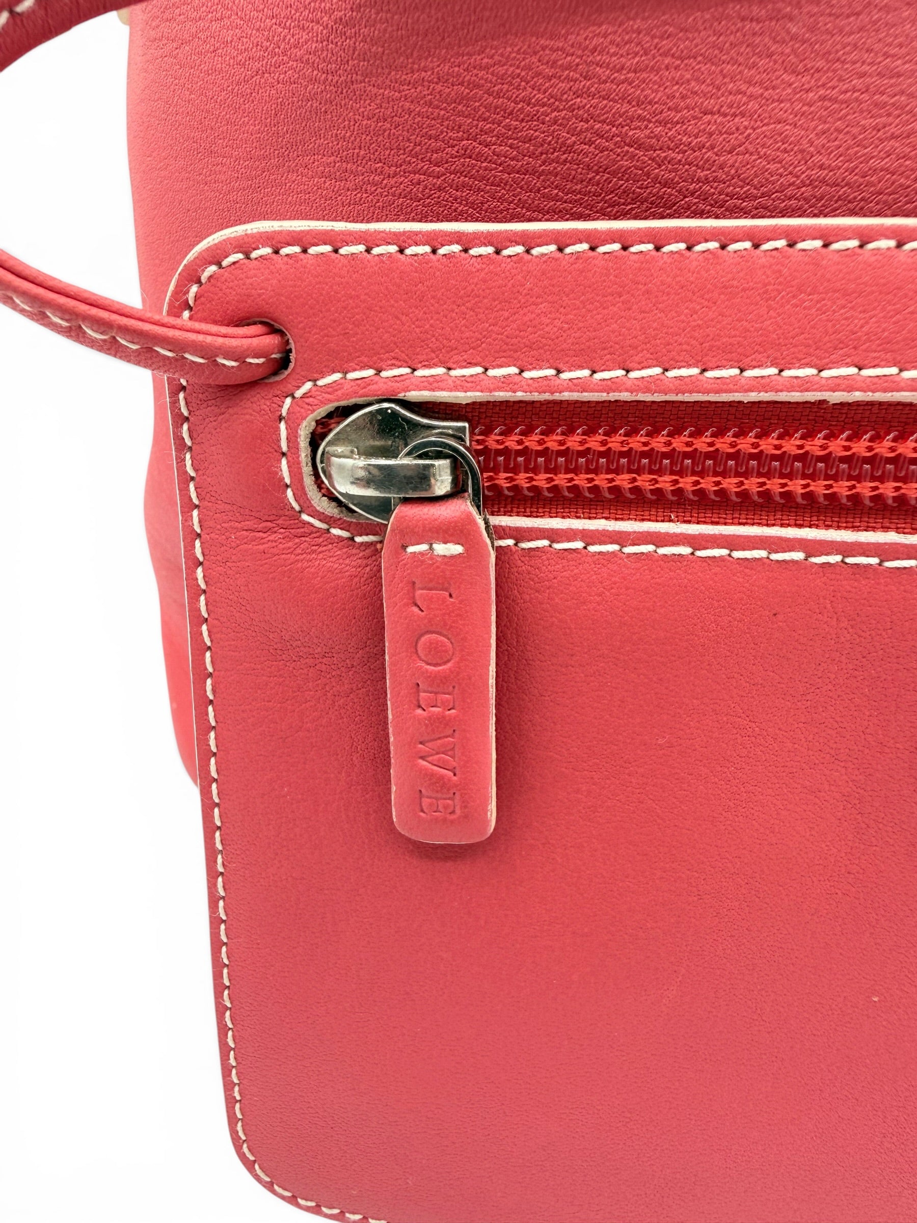 Loewe Coral Nappa Leather Shoulder Bag with Matching Zip Pouch