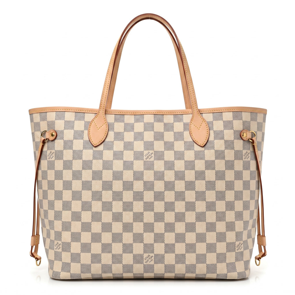Louis Vuitton Damier Azur Neverfull MM Tote Bag White