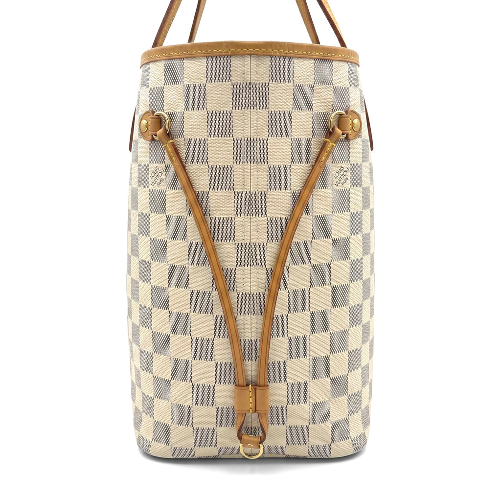 Louis Vuitton Damier Azur Neverfull MM Tote Bag White