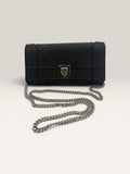 Christian Dior Diorama Black Grained Calfskin Wallet on Chain