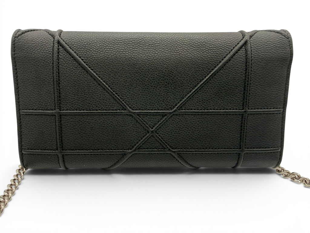 Christian Dior Diorama Black Grained Calfskin Wallet on Chain