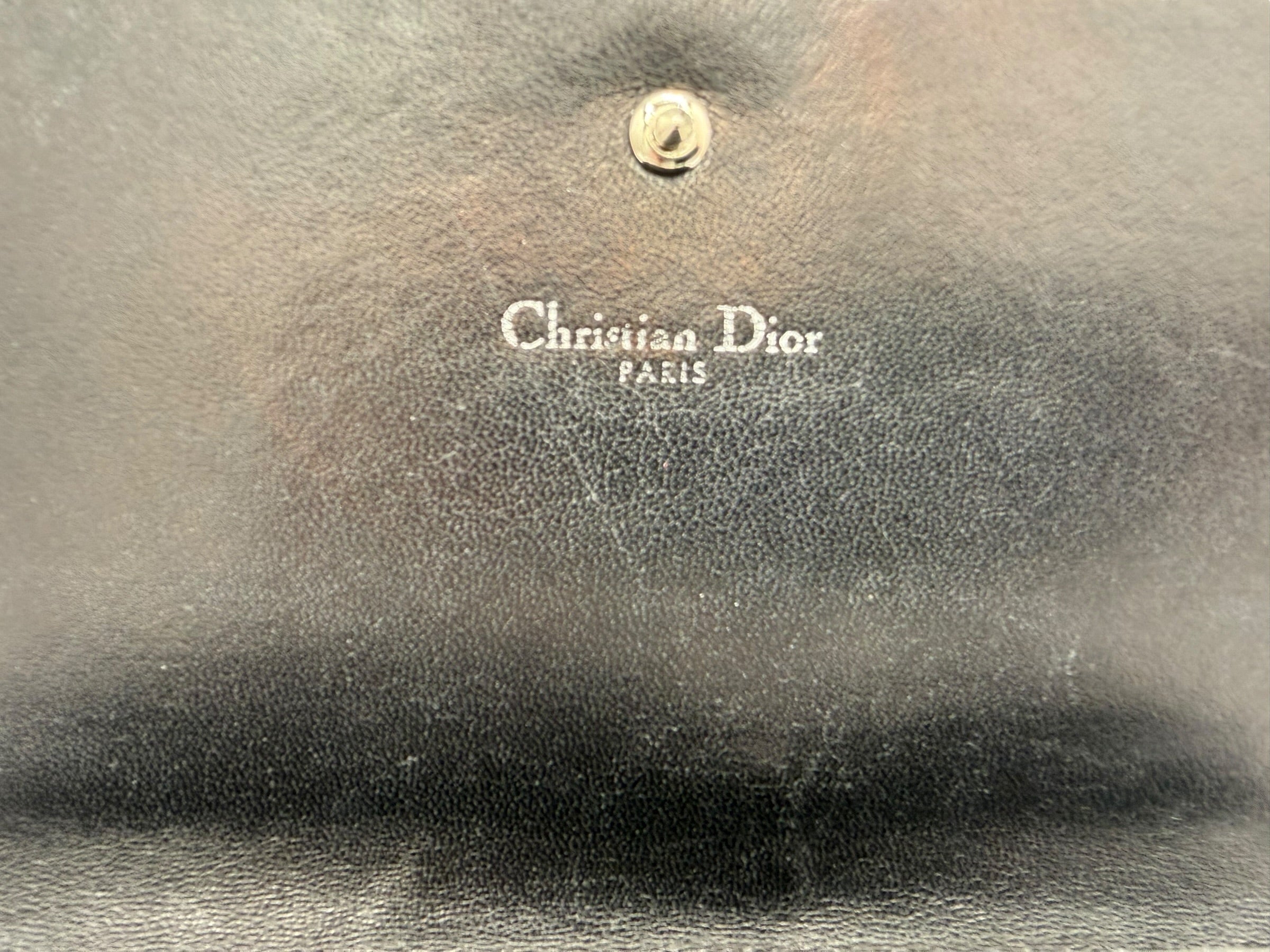Christian Dior Diorama Black Grained Calfskin Wallet on Chain