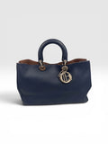 Christian Dior Diorissimo Large Leather Tote Navy Blue