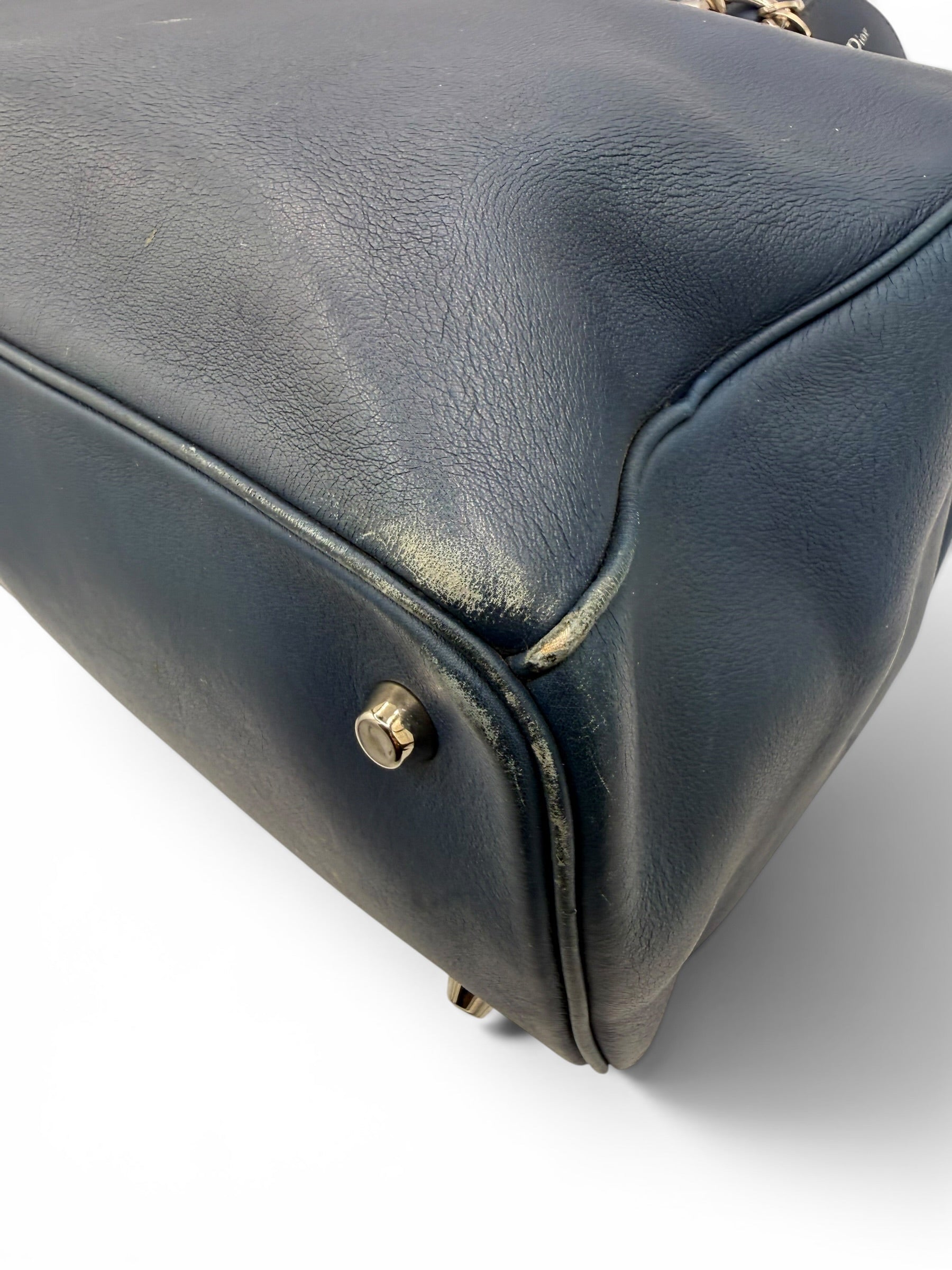 Christian Dior Diorissimo Large Leather Tote Navy Blue