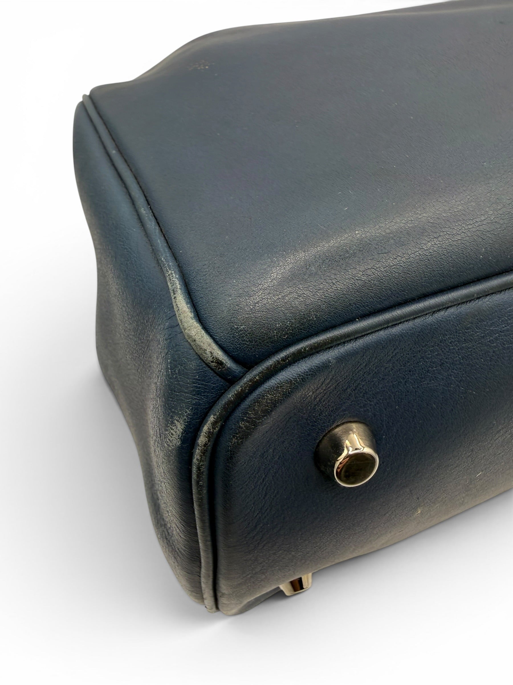 Christian Dior Diorissimo Large Leather Tote Navy Blue