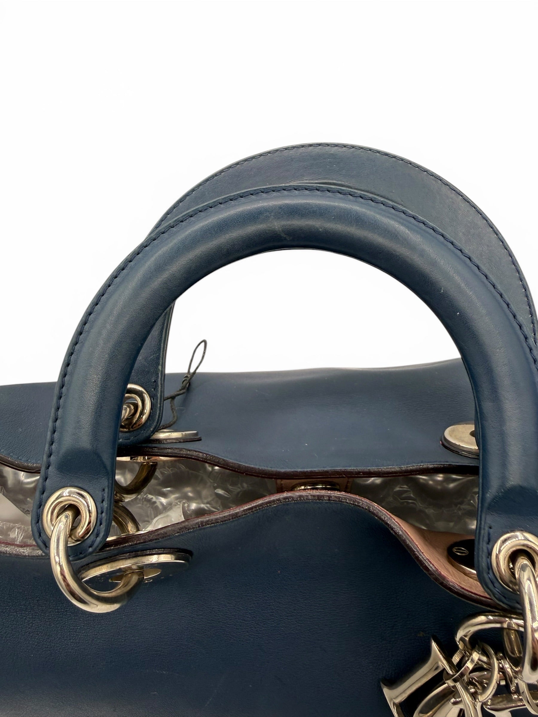 Christian Dior Diorissimo Large Leather Tote Navy Blue