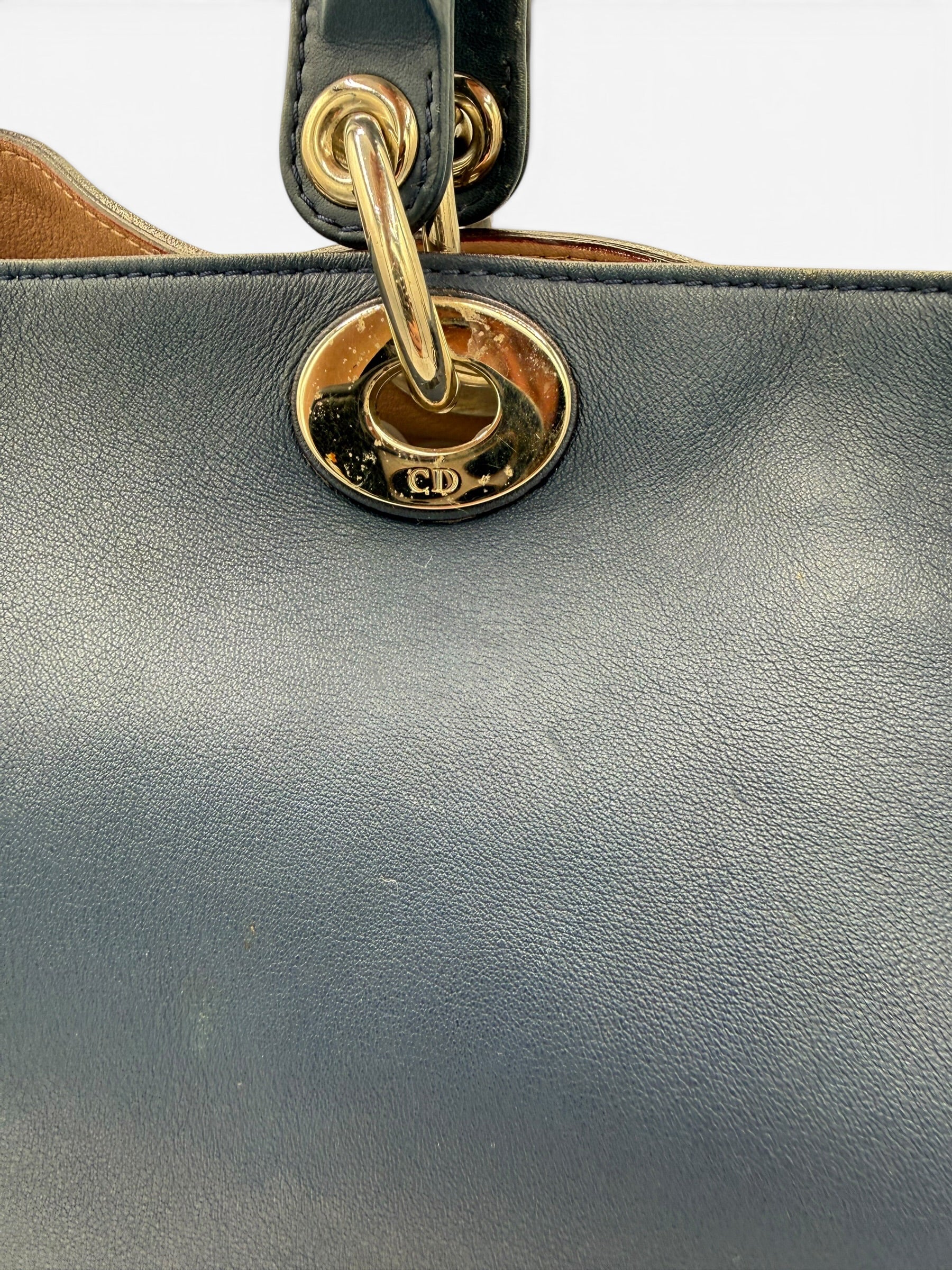 Christian Dior Diorissimo Large Leather Tote Navy Blue
