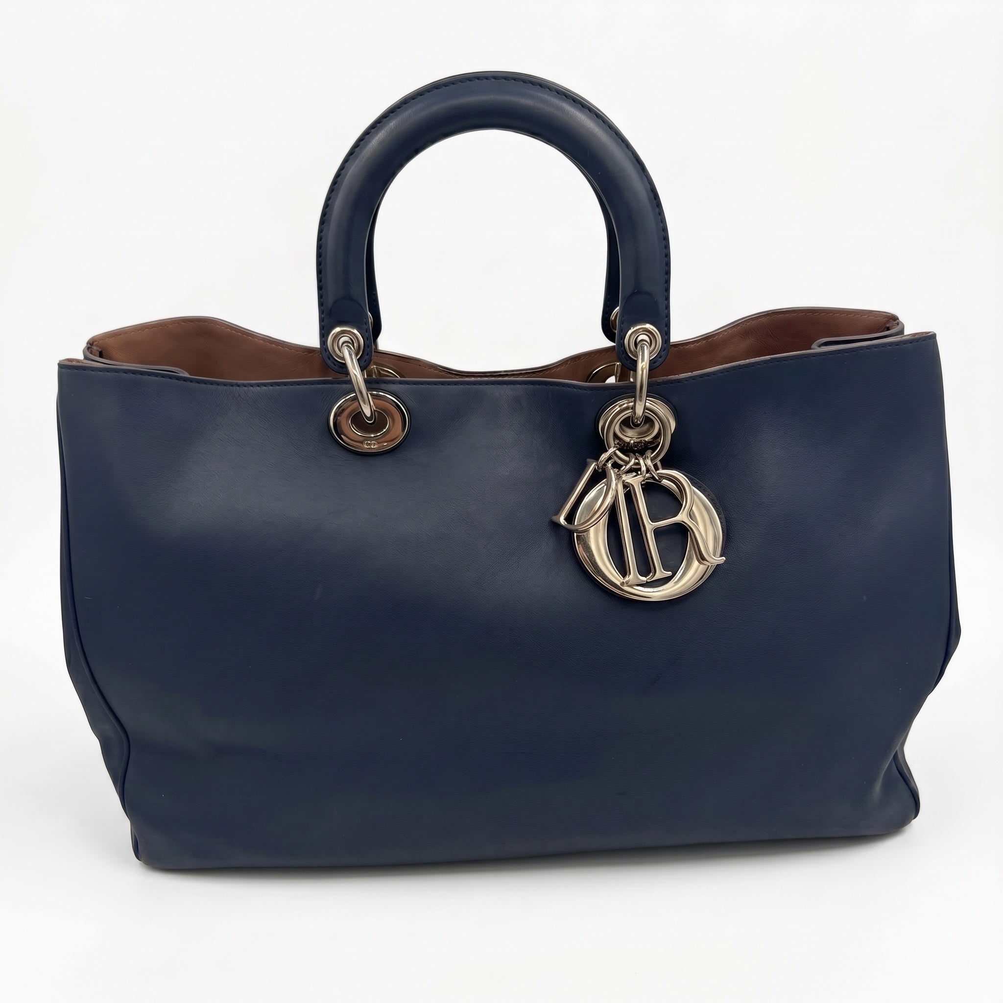Christian Dior Diorissimo Large Leather Tote Navy Blue