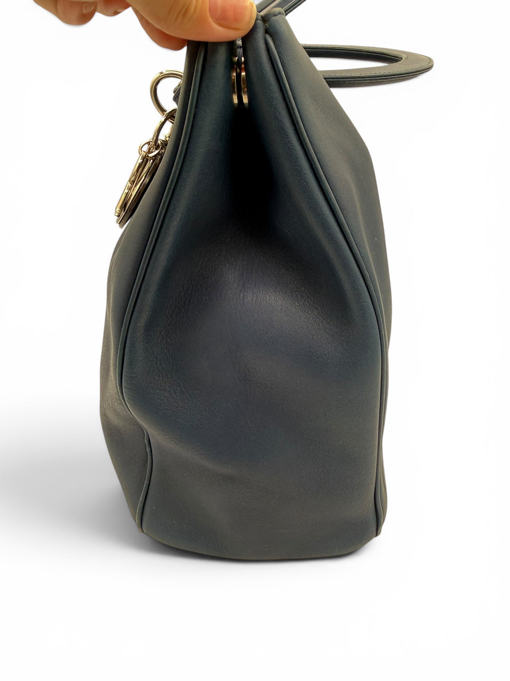 Christian Dior Diorissimo Large Leather Tote Navy Blue