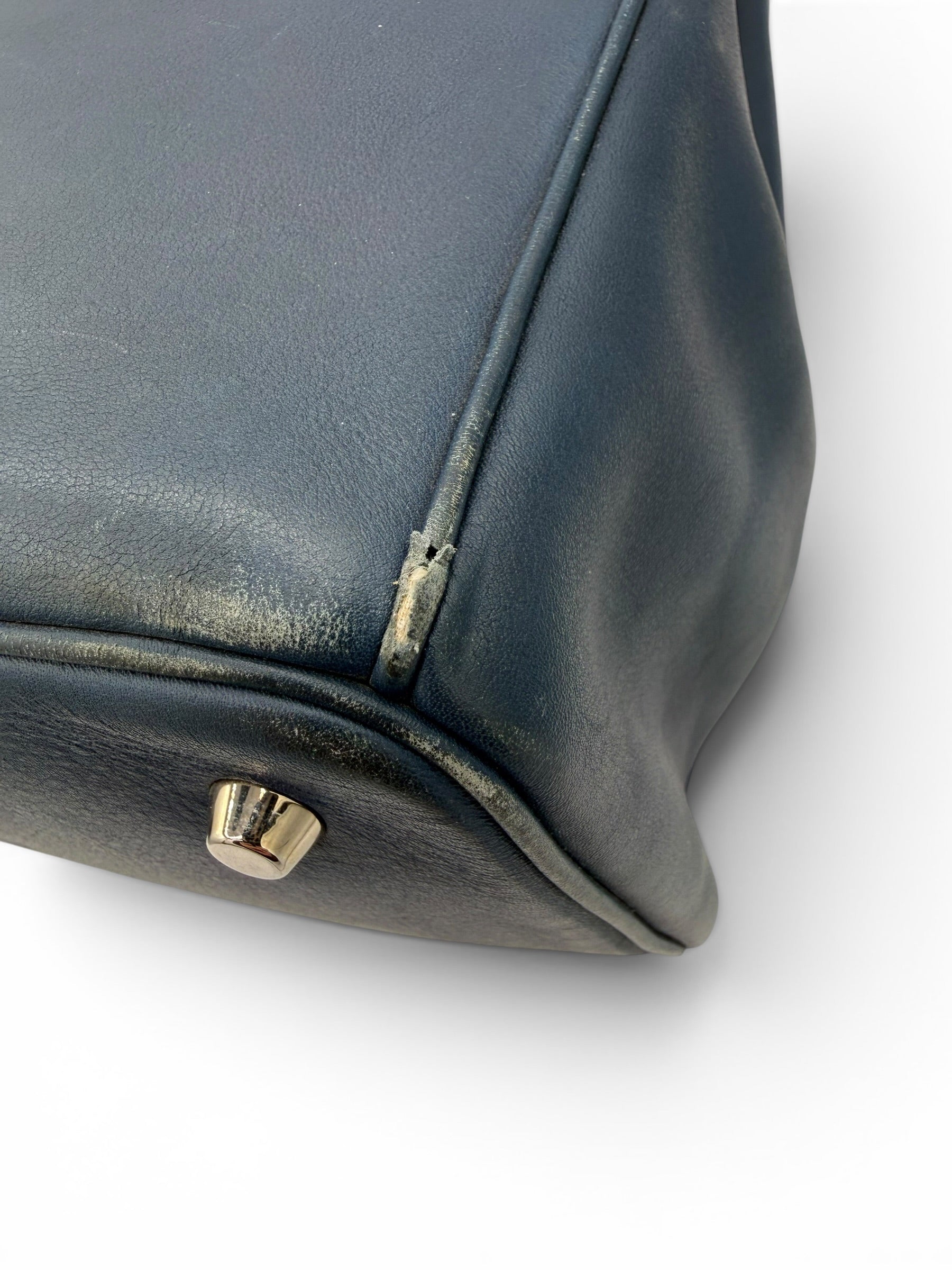 Christian Dior Diorissimo Large Leather Tote Navy Blue