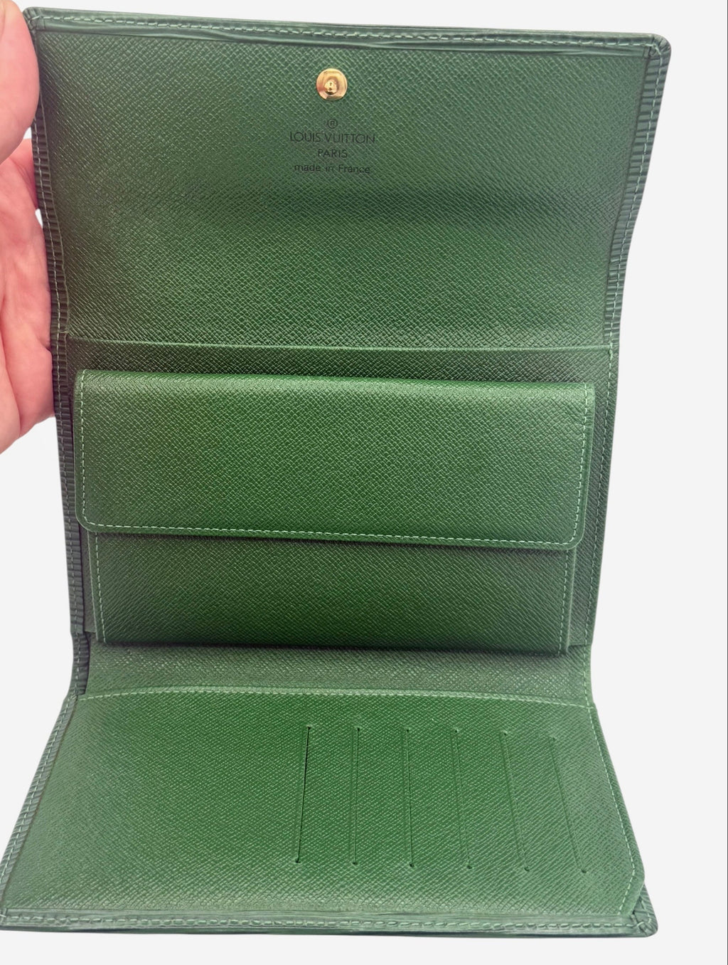 Louis Vuitton Vintage Borneo Green Epi Leather Sarah Wallet