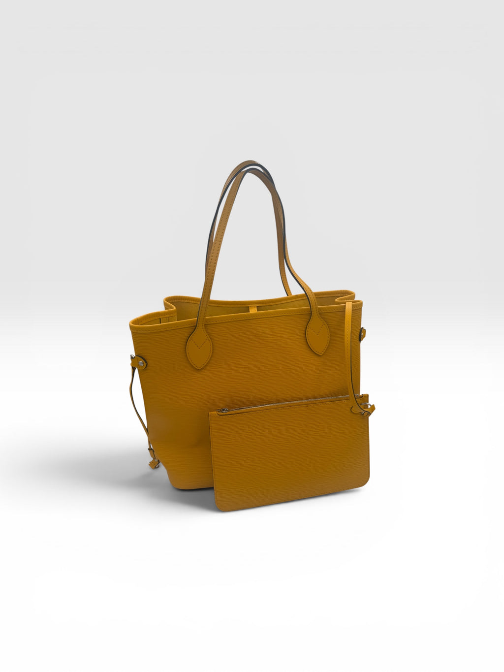 Louis Vuitton Epi Neverfull MM Yellow Jaune Citron Tote Bag w/ Pochette