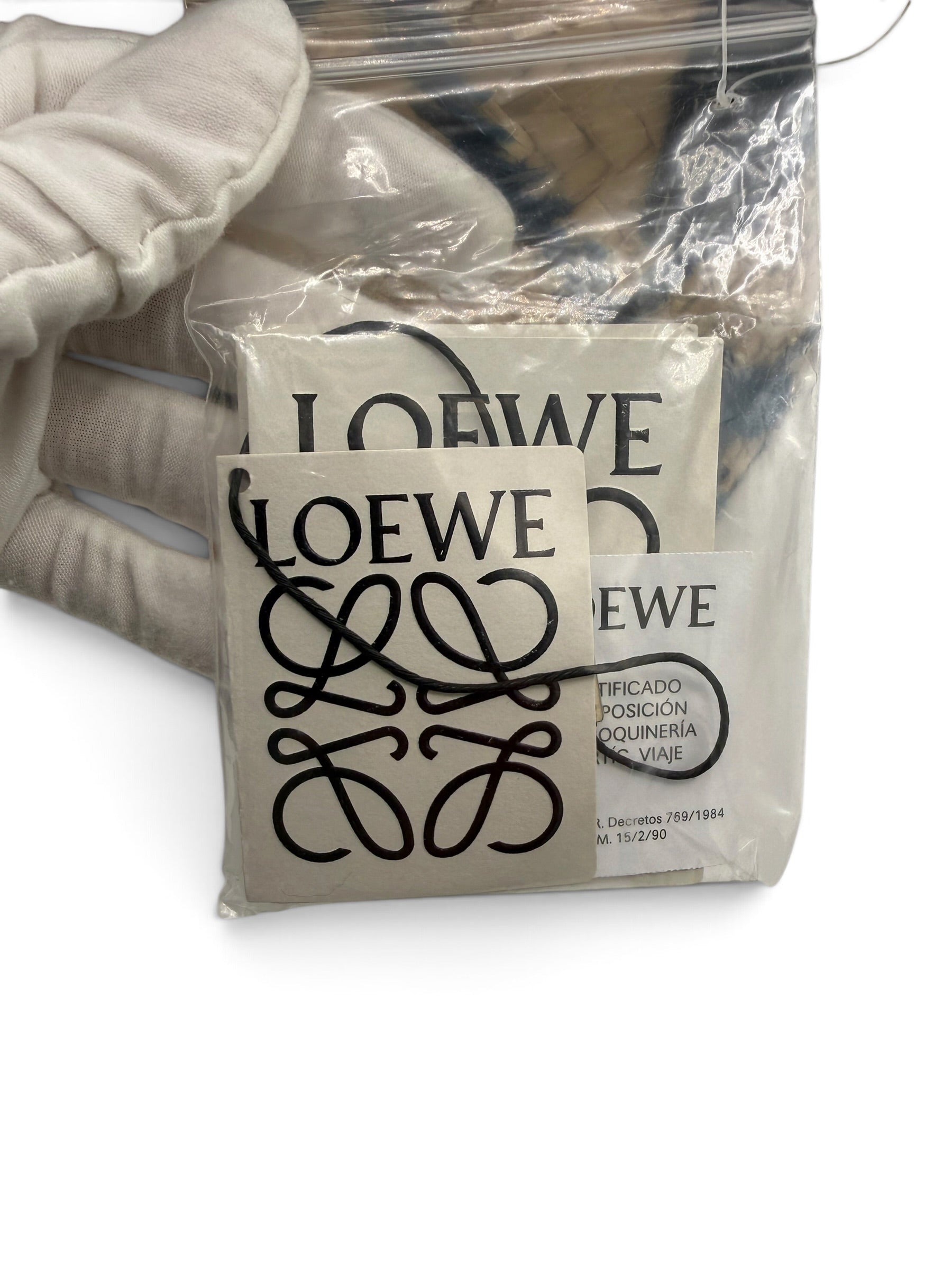 Loewe Paula's Ibiza Embroidered Anagram Basket Tote Natural, Black and Blue Raffia