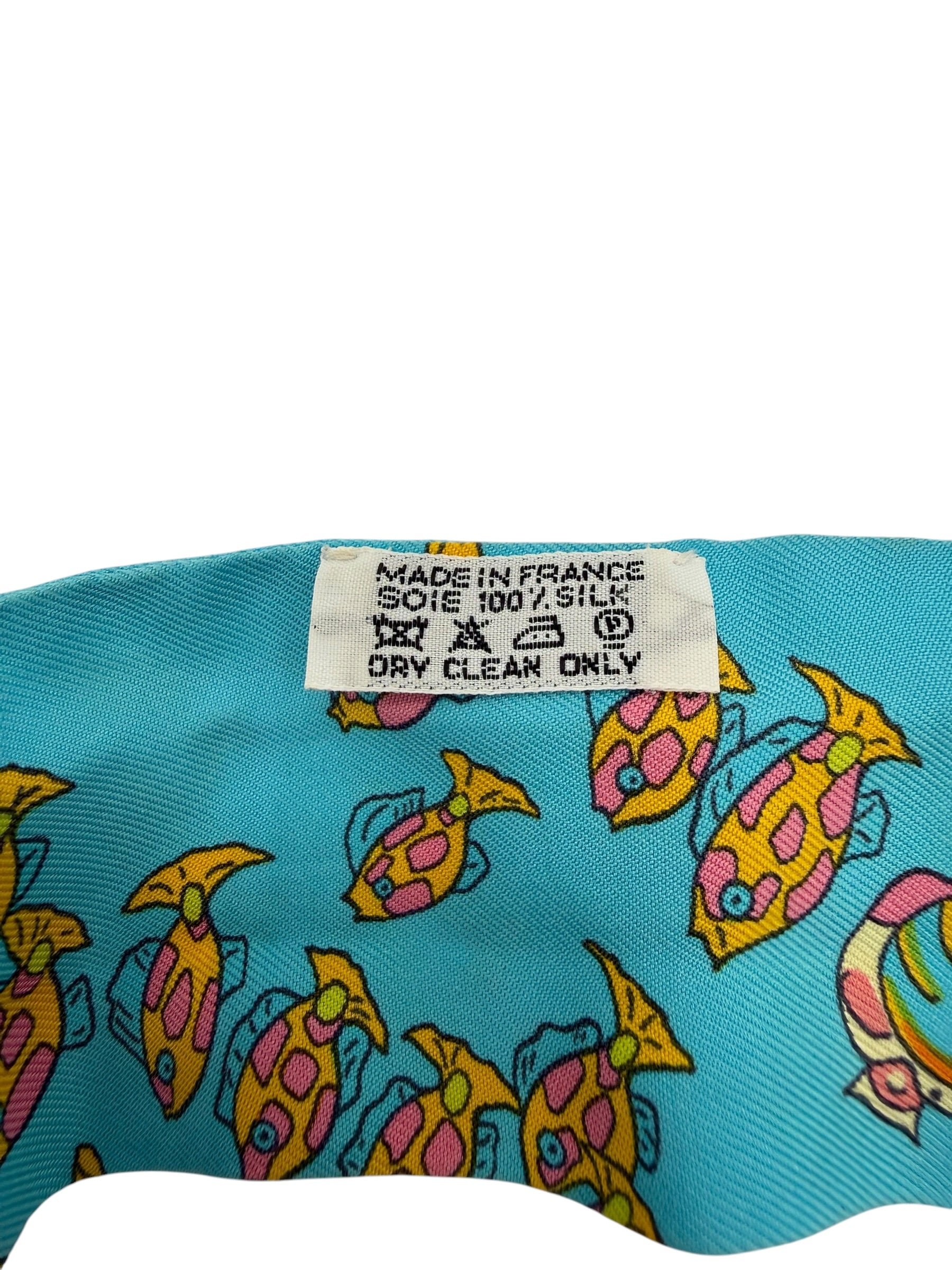 Hermés Twilly Silk Scarf Blue Tropical Fish 33"