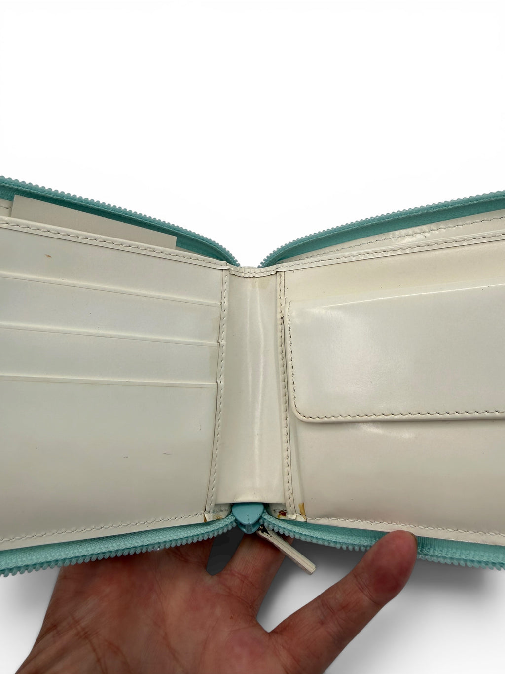 Gucci GG Canvas Zip Around Bi-Fold Wallet Light Blue