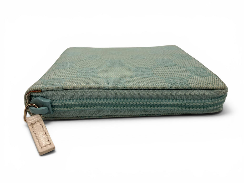 Gucci GG Canvas Zip Around Bi-Fold Wallet Light Blue
