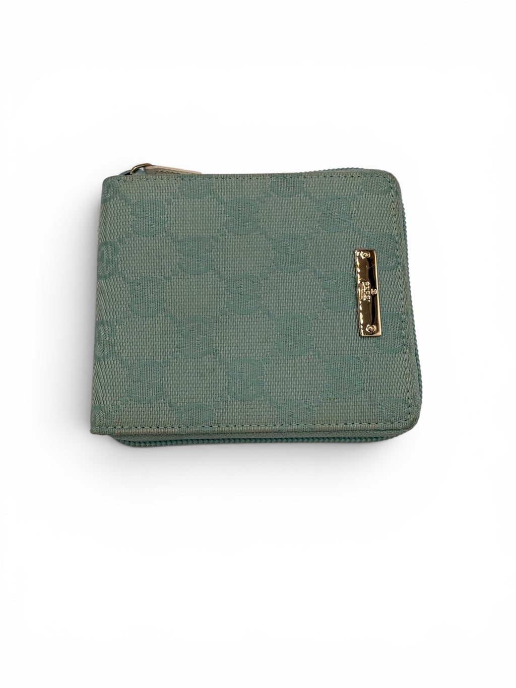 Gucci GG Canvas Zip Around Bi-Fold Wallet Light Blue