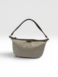 Salvatore Ferragamo Gancini Canvas Shoulder Bag – Grey & Brown Jacquard