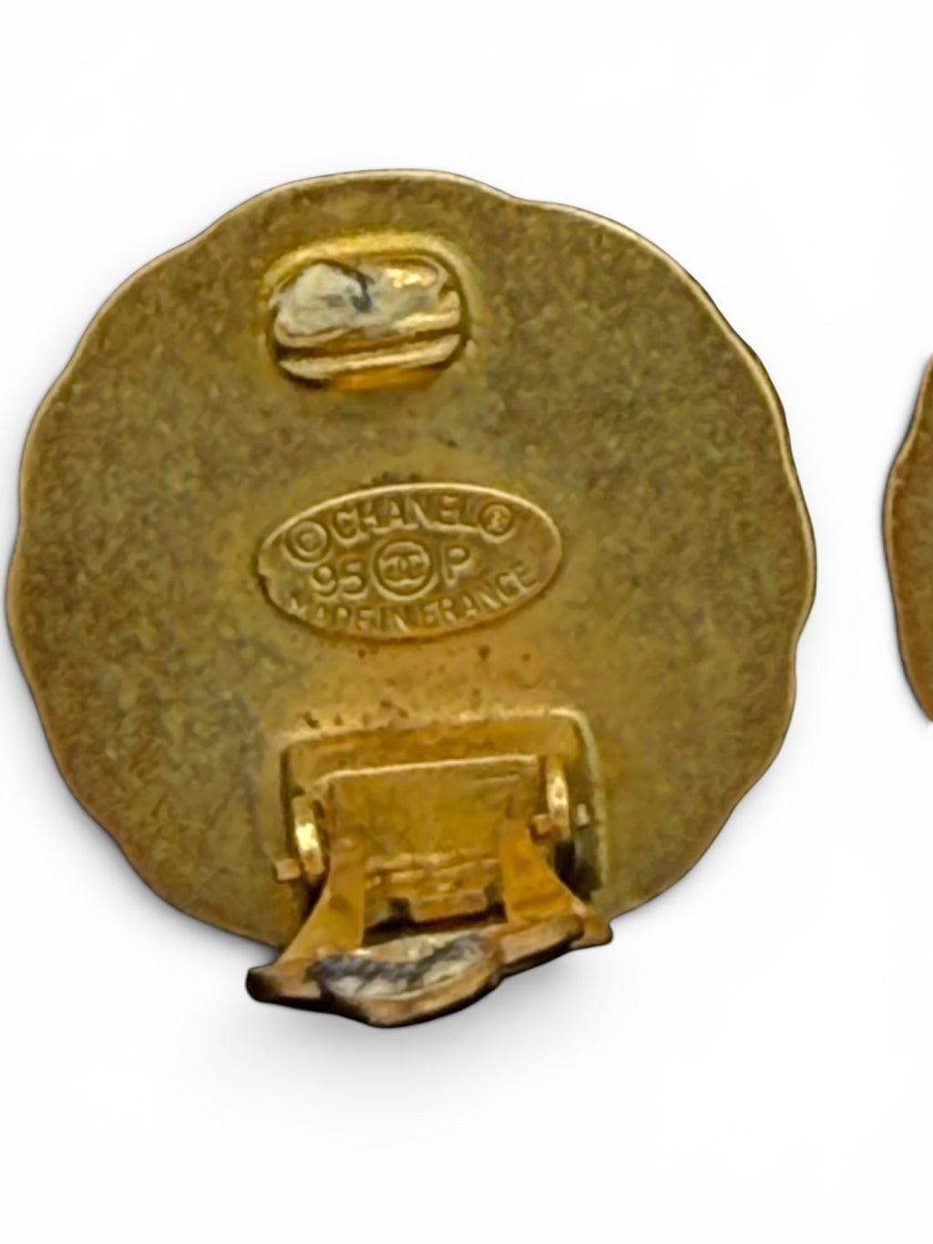 Chanel Vintage Gold CC Medallion Clip-On Earrings Spring '95